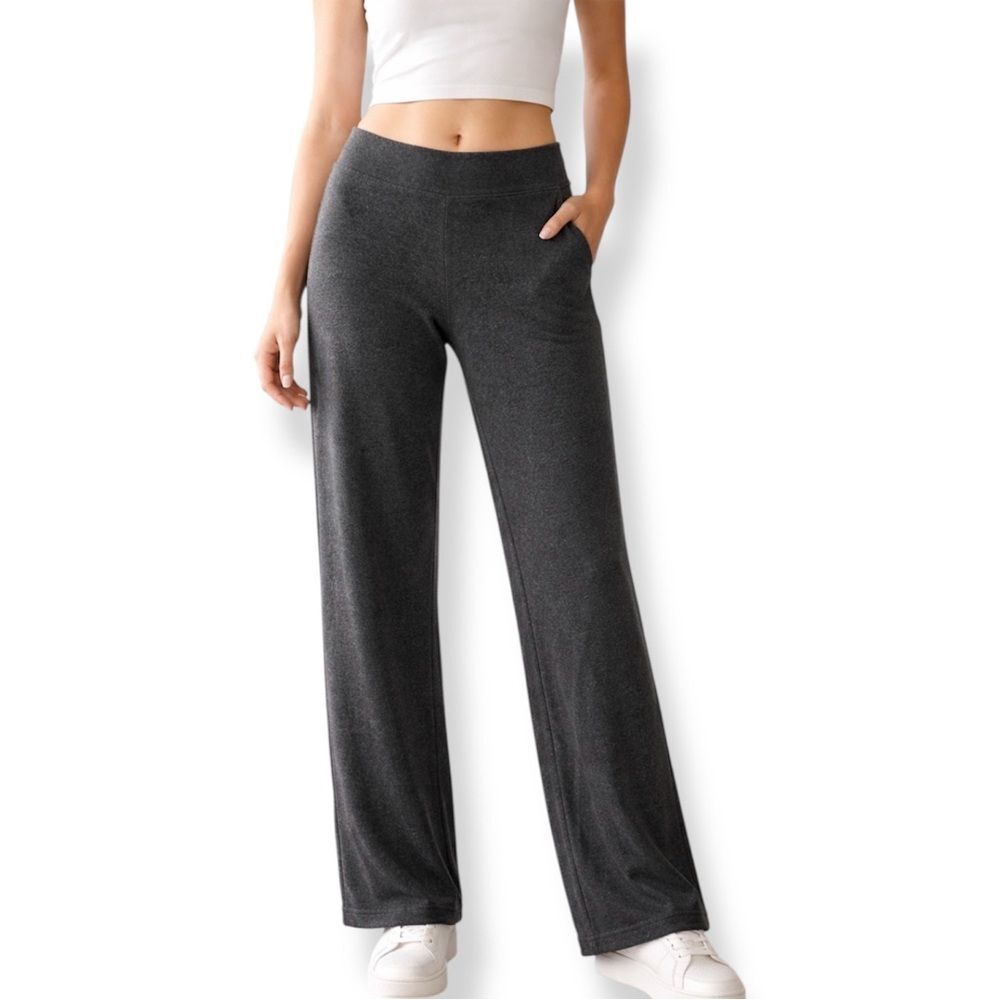 Eileen Fisher Charcoal Gray Stretch Pull On Straight Leg Pants